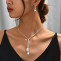 Simple jewelry, sparkling water droplets, wedding claw chain, banquet chain, necklace, earrings, bridal set, women's jewelry