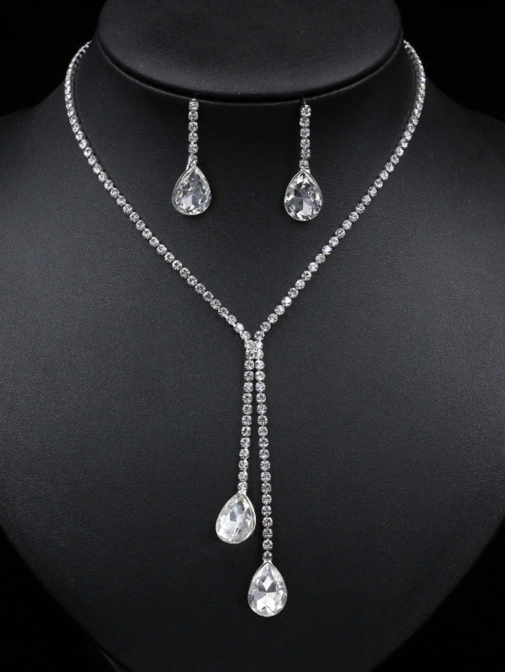 Simple jewelry, sparkling water droplets, wedding claw chain, banquet chain, necklace, earrings, bridal set, women's jewelry