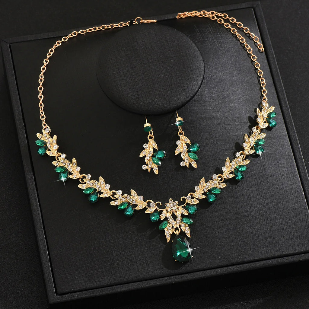 2025 Fashion Jewelry Set for Bridal Necklace Earrings Set Women Crystal Engagement Wedding Banquet Dress Accessories