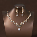 Bridal Wedding Jewelry 4-piece Set, Alloy Crystal Crown&Crystal Necklace&Earrings Women's Classic Wedding Tiaras